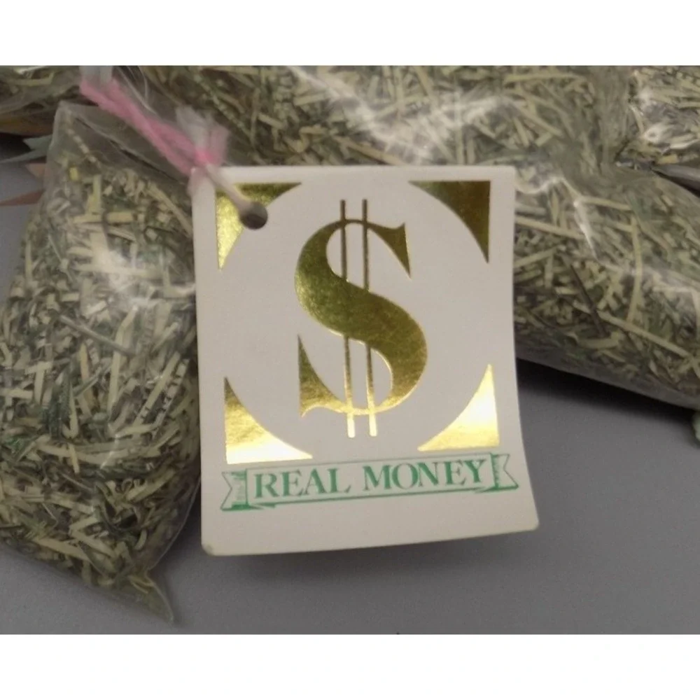 Shredded U. S. Currency Plastic Doll From Dollar Bills Destroyed Cash Patch